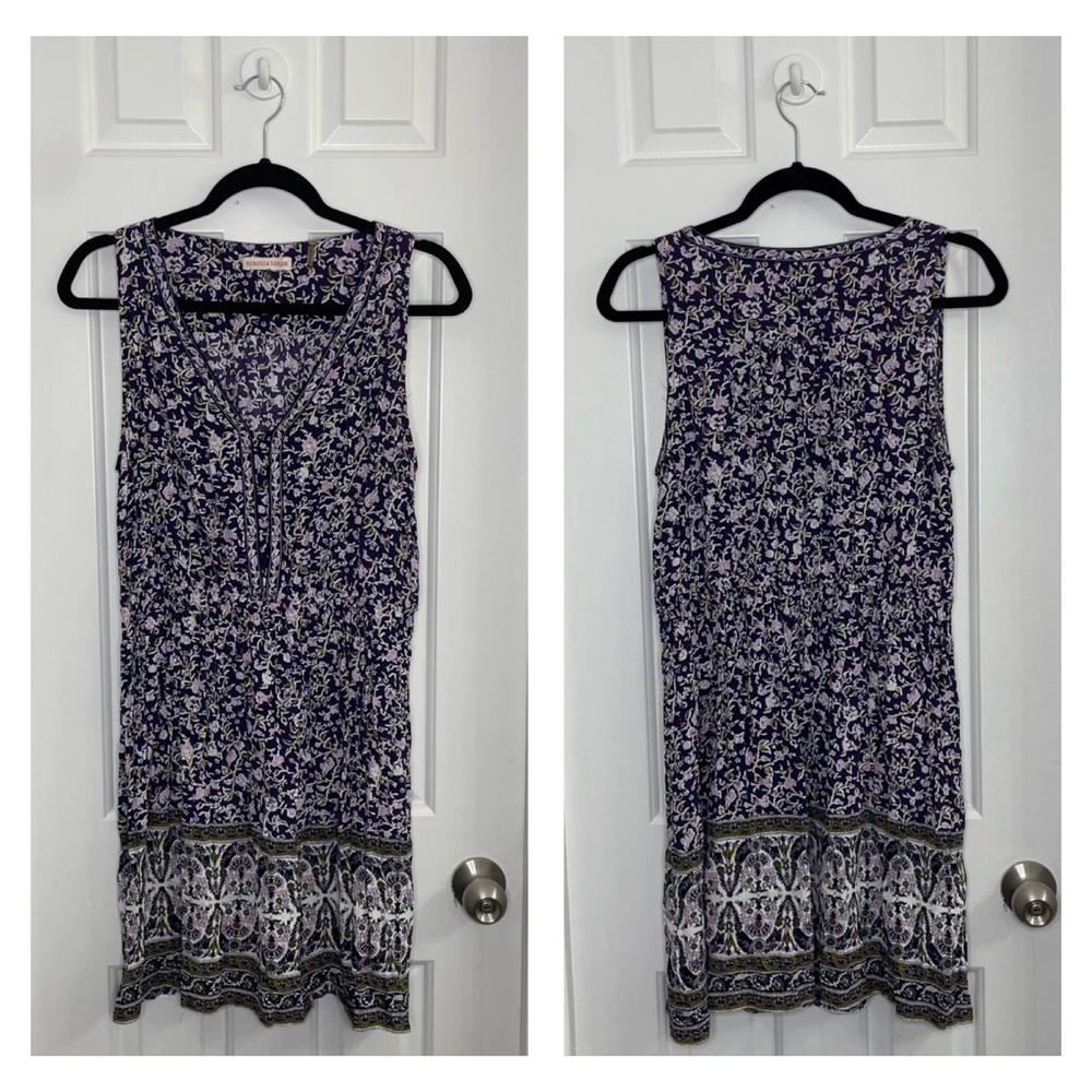 Rebecca Taylor Purple Floral Sleeveless Mini Dress